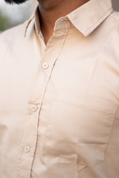 Beige  Solid Casual Shirt
